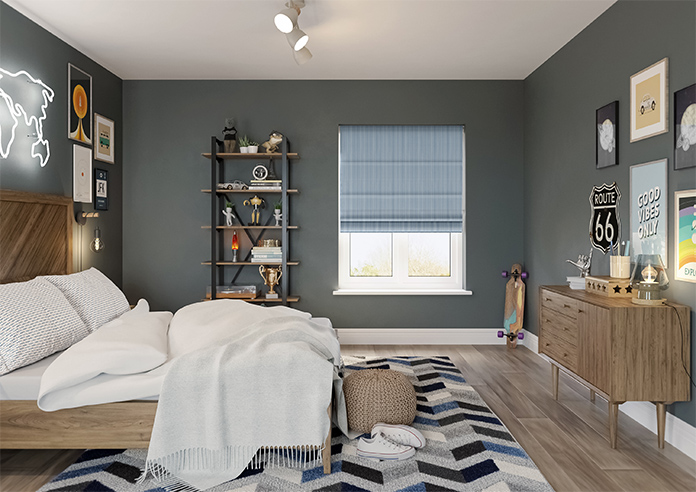 Nautical Stripes, Navy - Motorised Roman Blind - Image 8